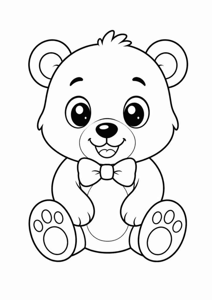 bear coloring page for toddlers easy