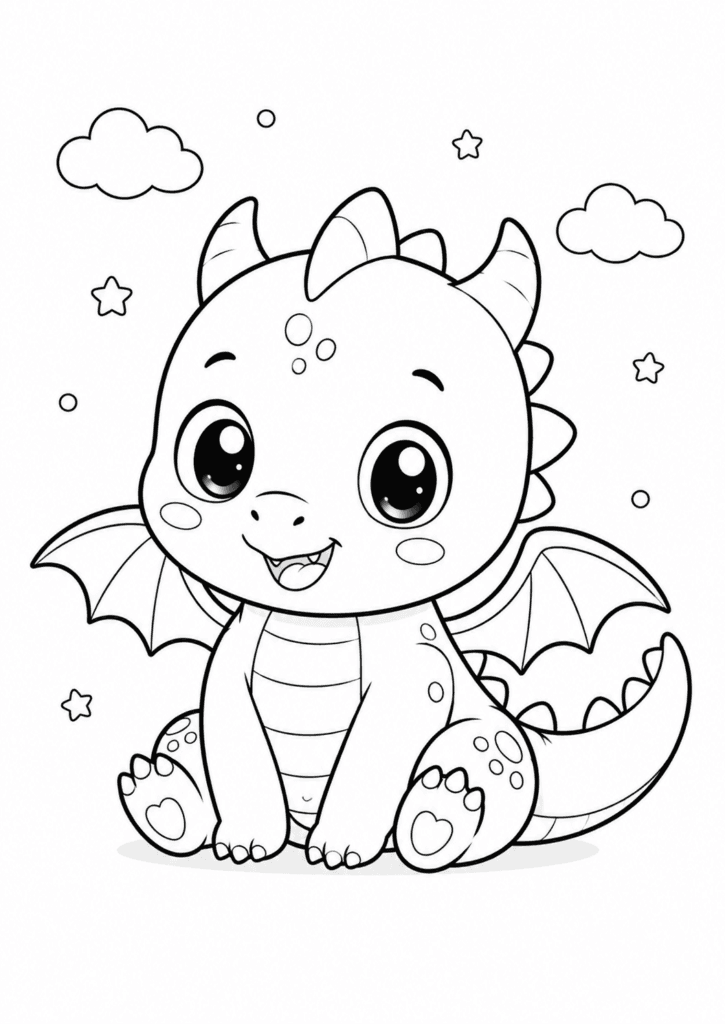 cute baby dragon coloring page