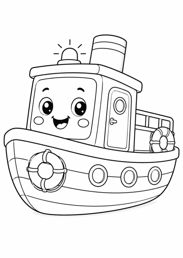 cute boat coloring page for toddlers