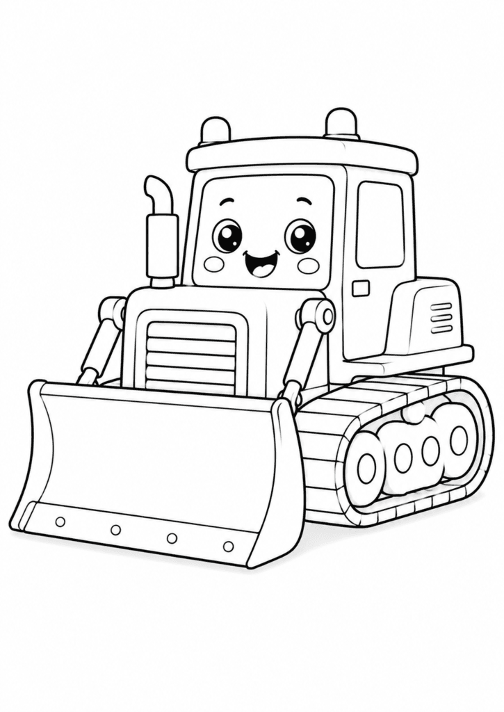 cute bulldozer coloring page for toddlers