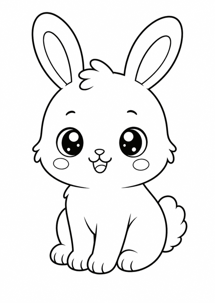 cute bunny coloring page for toddlers easy