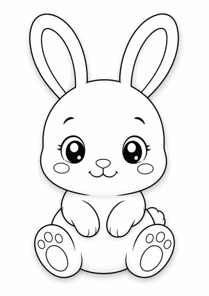 cute bunny plush coloring page for kids