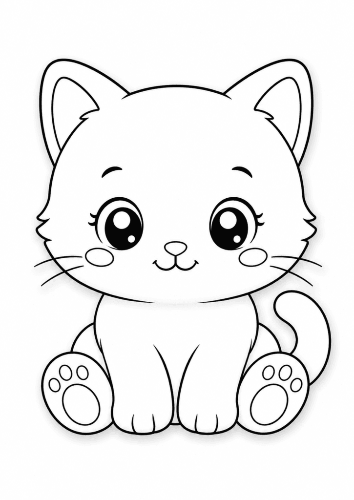 cute cat plush coloring page for kids