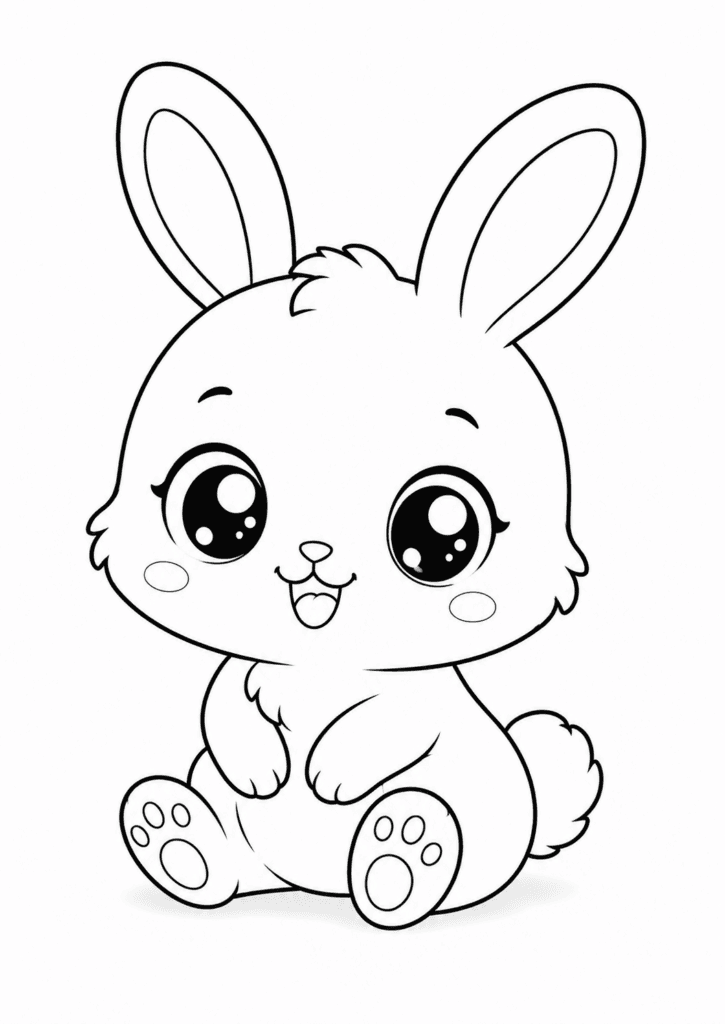cute chibi bunny coloring page for toddlers