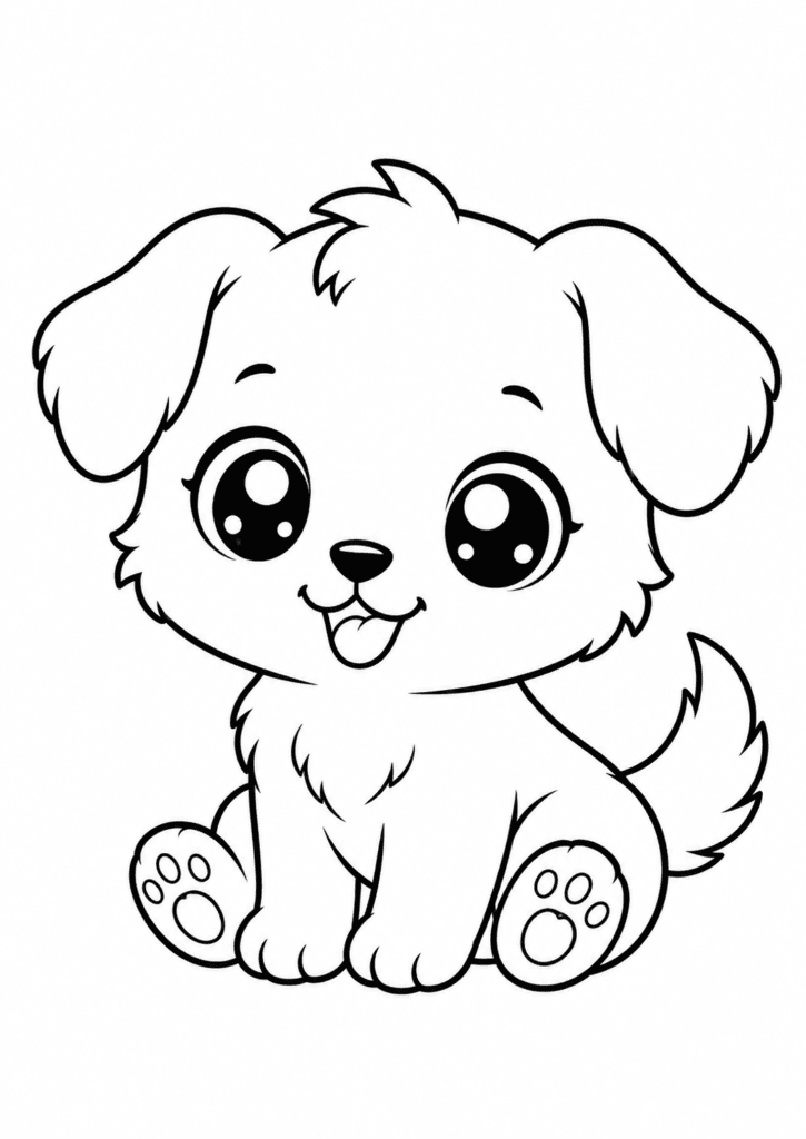 cute chibi dog coloring page for toddlers