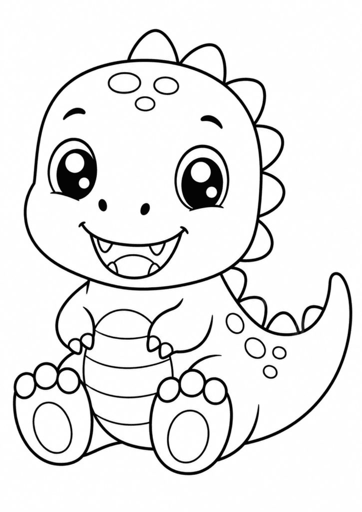 cute dinosaur plush coloring page for kids