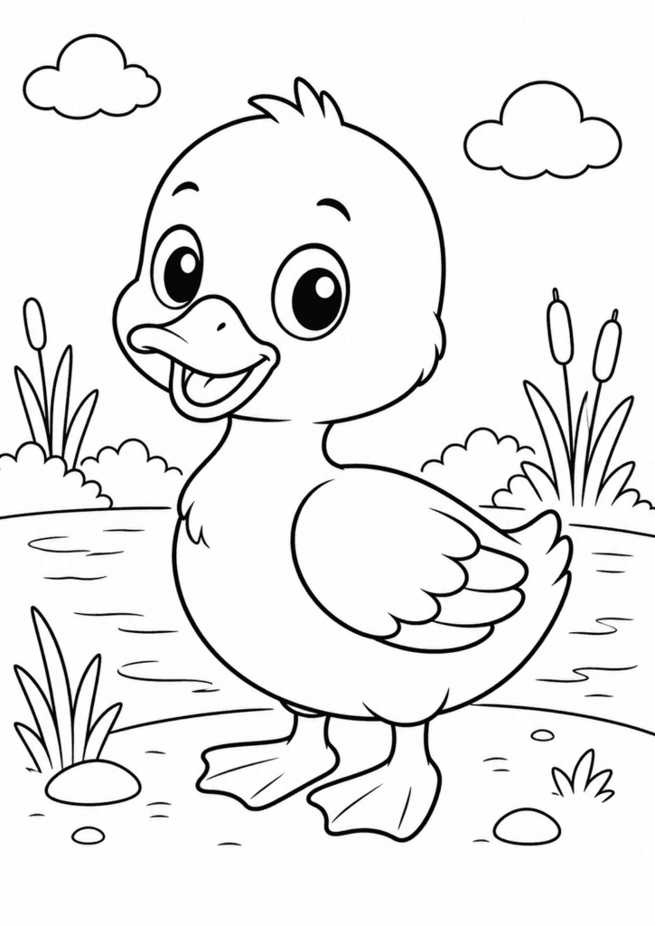 cute duck coloring page for kids easy