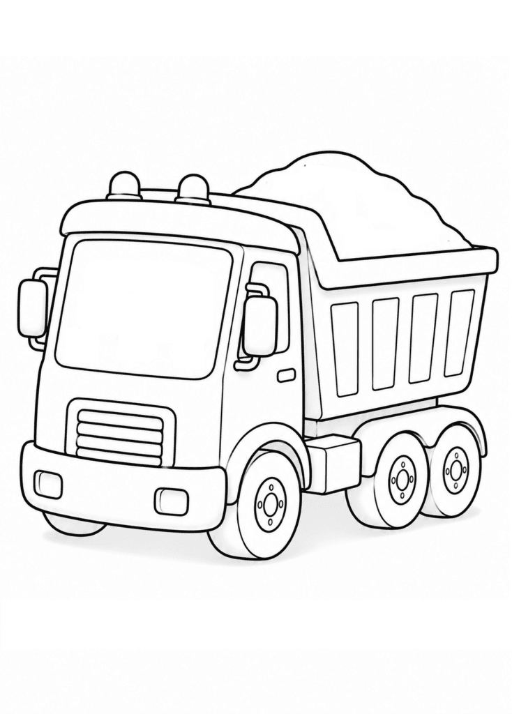 cute dump truck coloring page for toddlers
