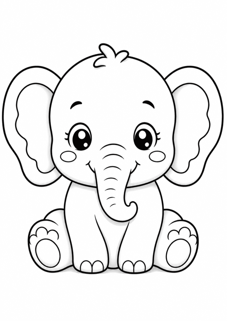 cute elephant plush coloring page for kids