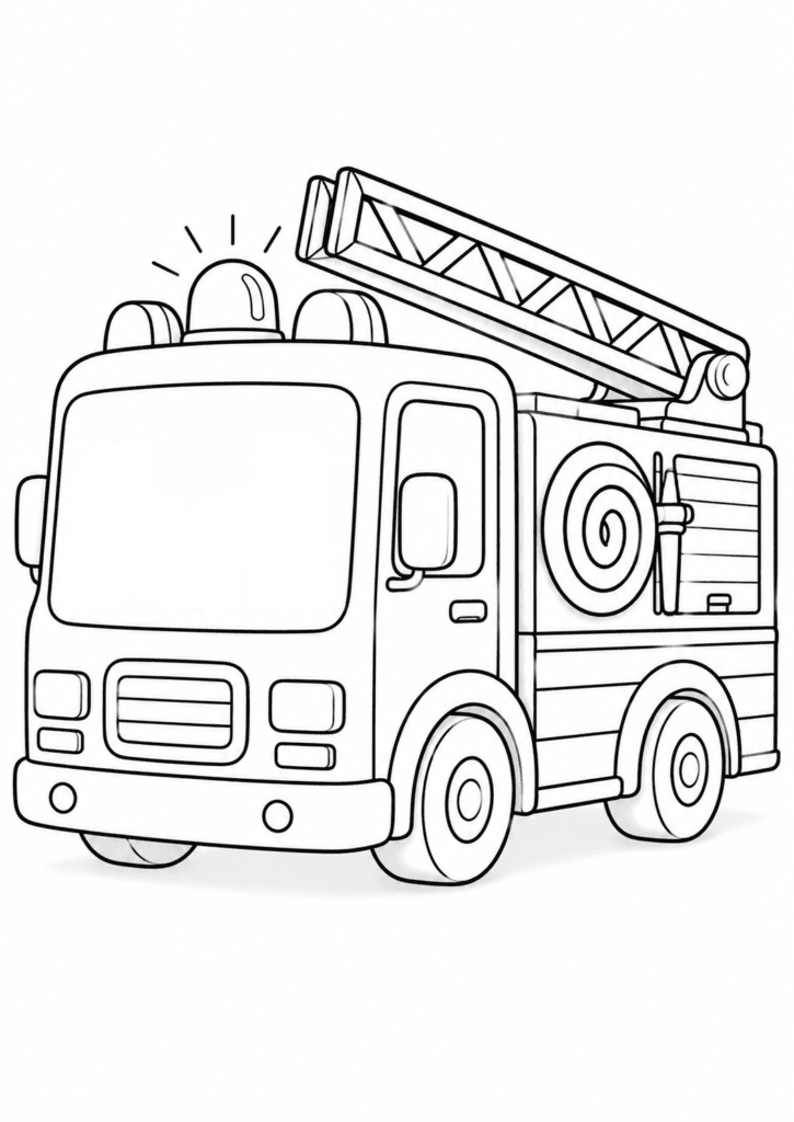 cute fire truck coloring page for toddlers
