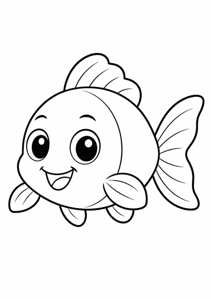 cute fish coloring page for toddlers easy