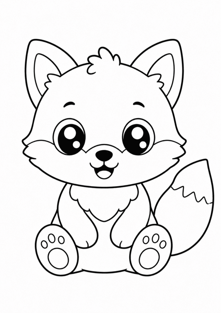 cute fox plush coloring page for kids