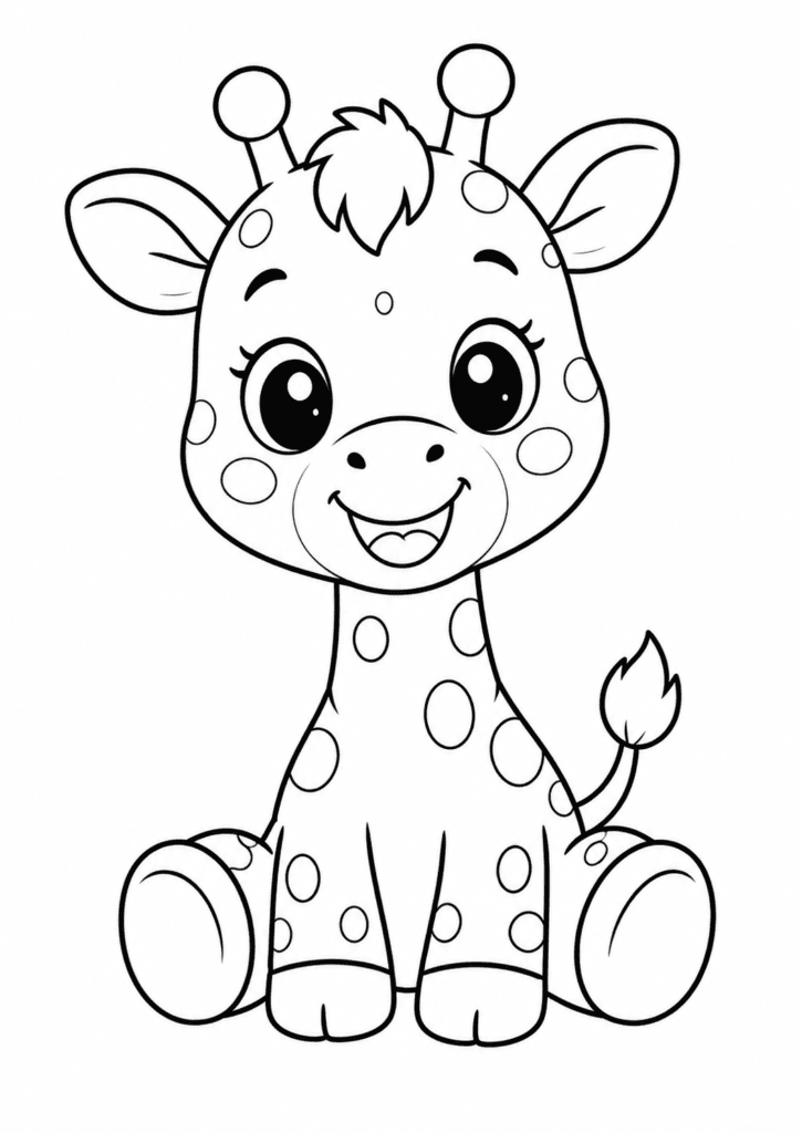 cute giraffe coloring page for toddlers easy