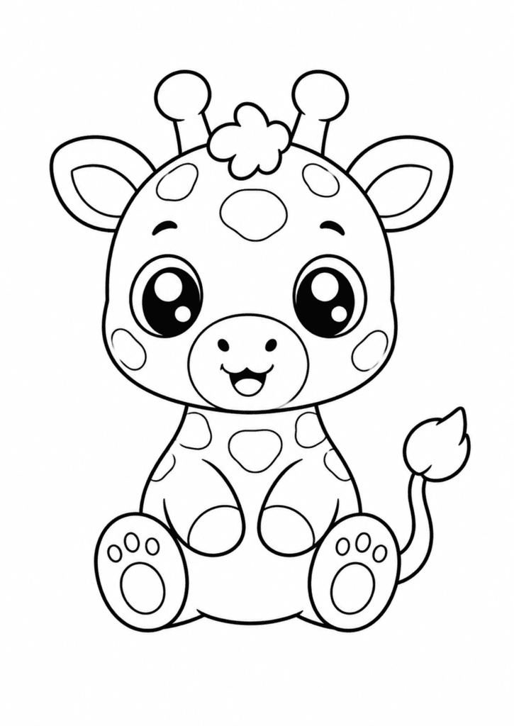 cute giraffe plush coloring page for kids