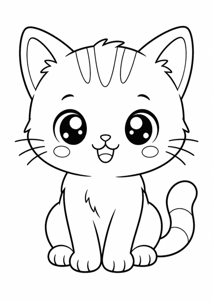cute kitten coloring page for toddlers easy