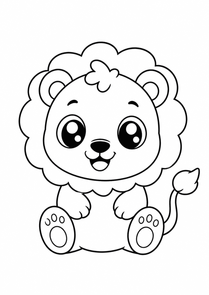 cute lion plush coloring page for kids