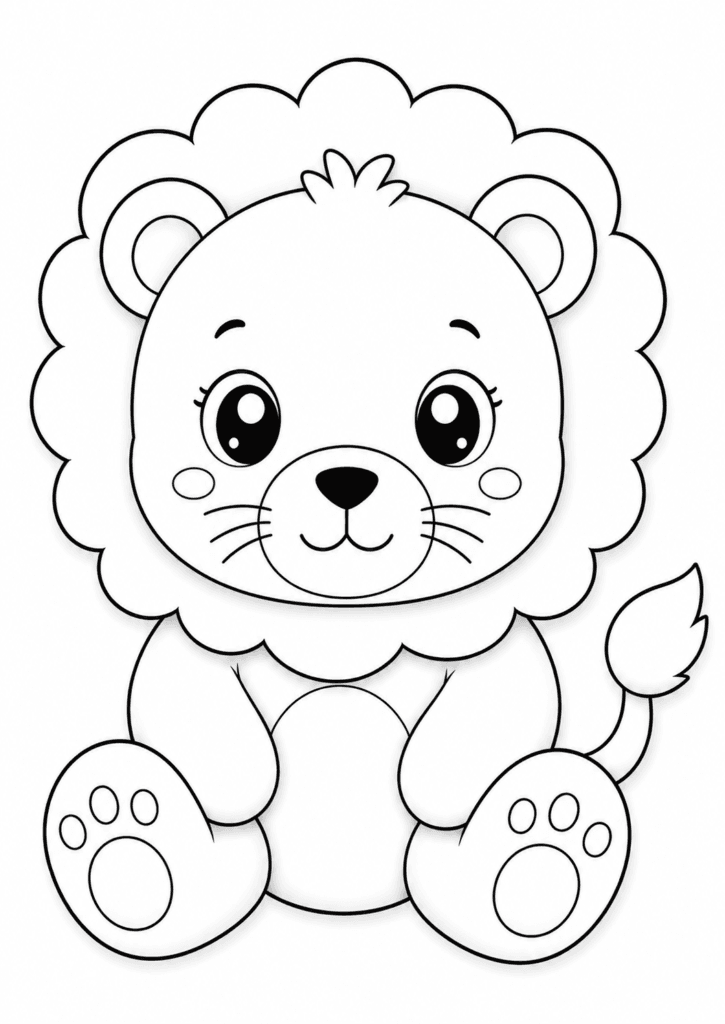 cute lion plush coloring page for toddlers