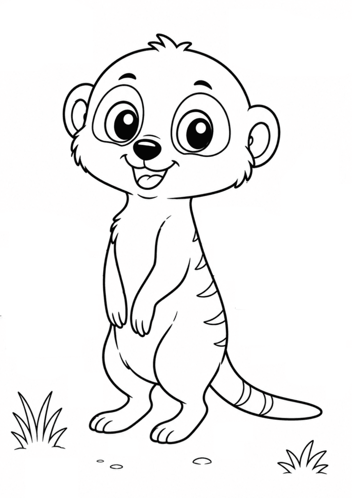 cute meerkat coloring page for kids easy