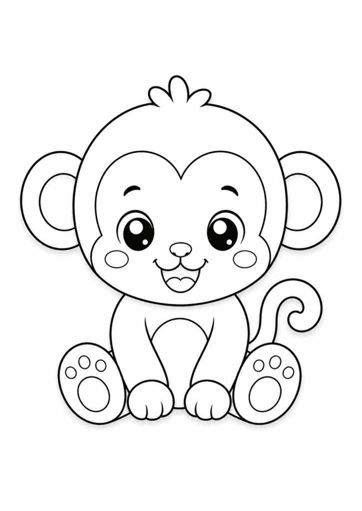 cute monkey plush coloring page for toddlers