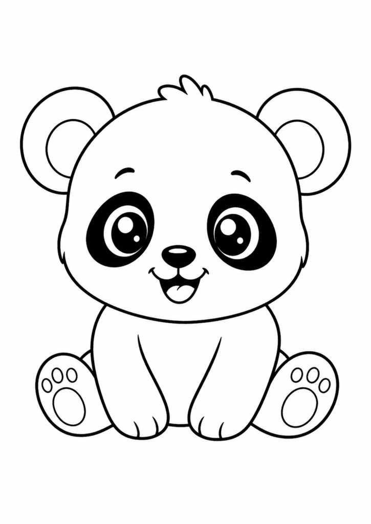 cute panda coloring page for toddlers easy