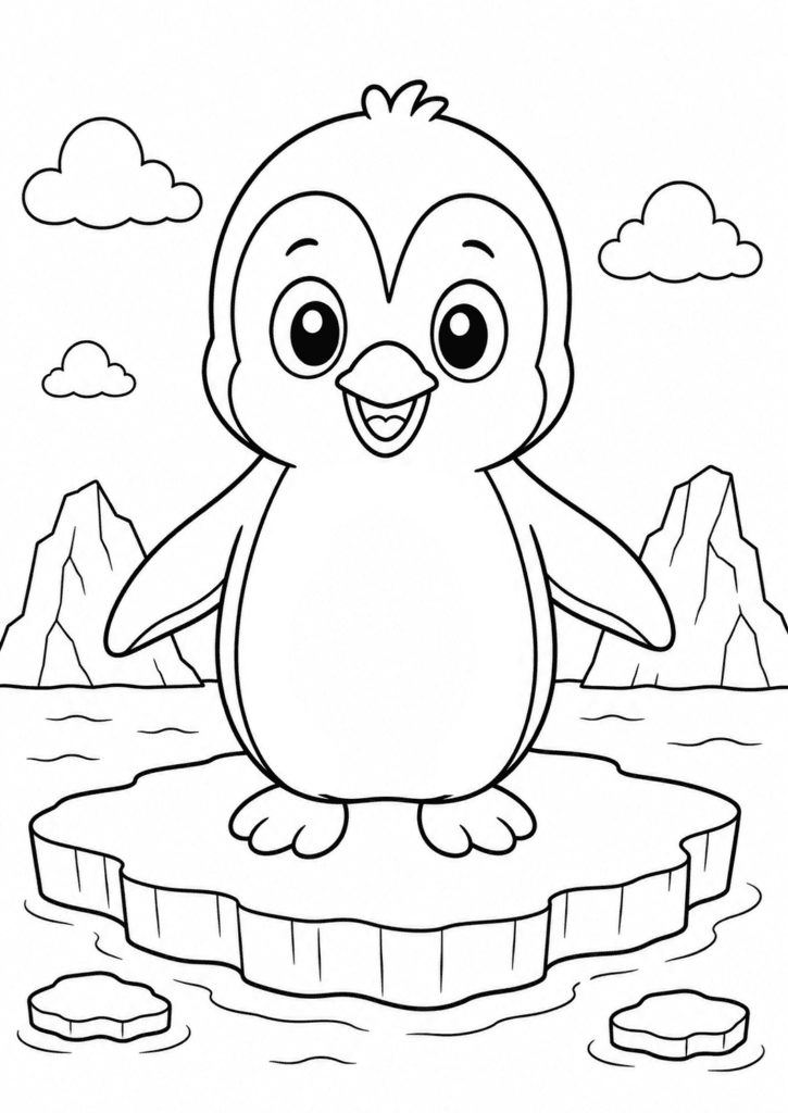 cute penguin coloring page for kids easy
