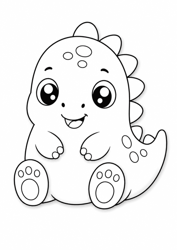 cute dinosaur plush coloring page for kids