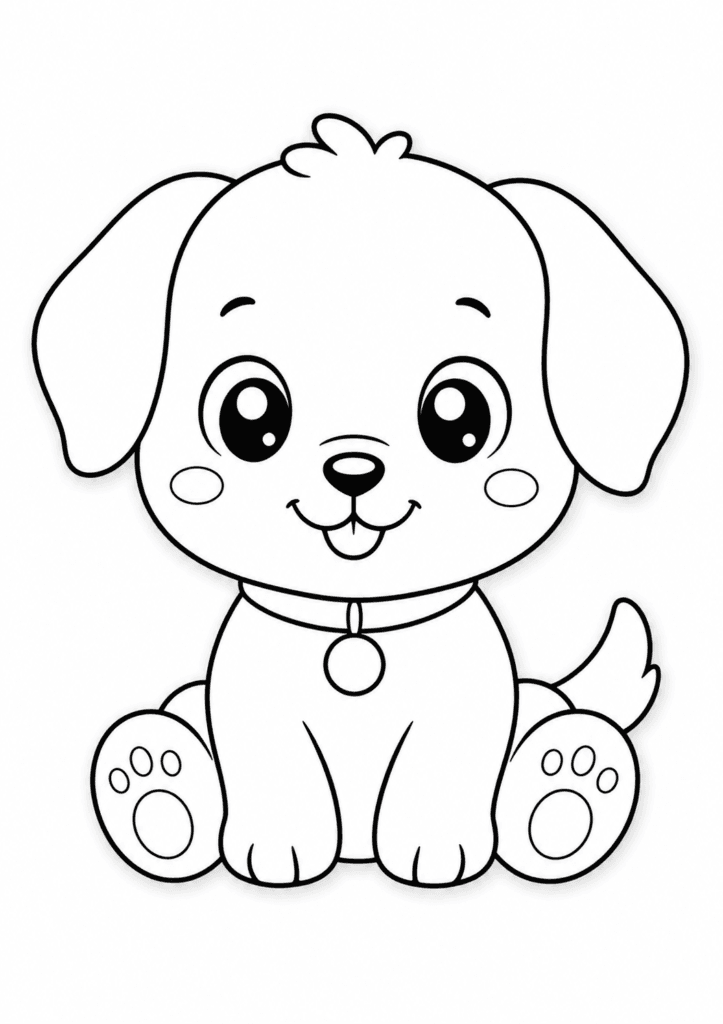 cute puppy plush coloring page for kids