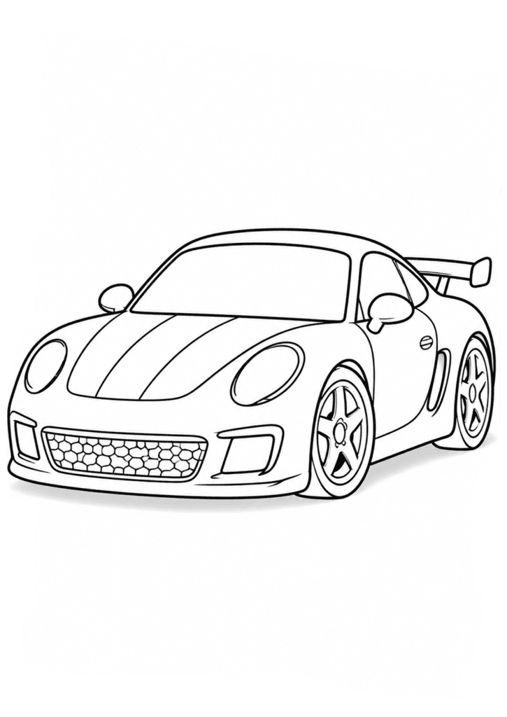 Cute sports car coloring page for kids with racing car design