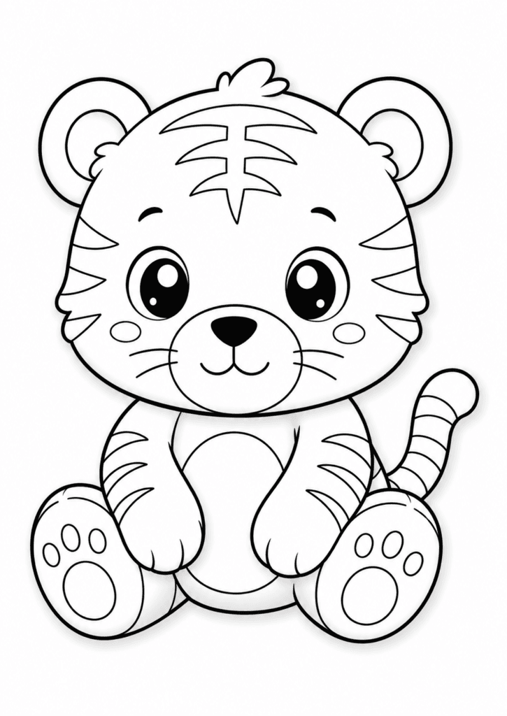 cute tiger plush coloring page for kids