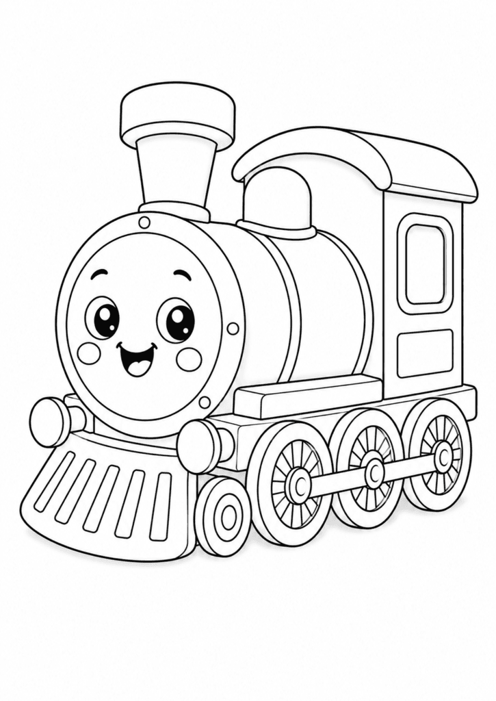 cute train coloring page for toddlers