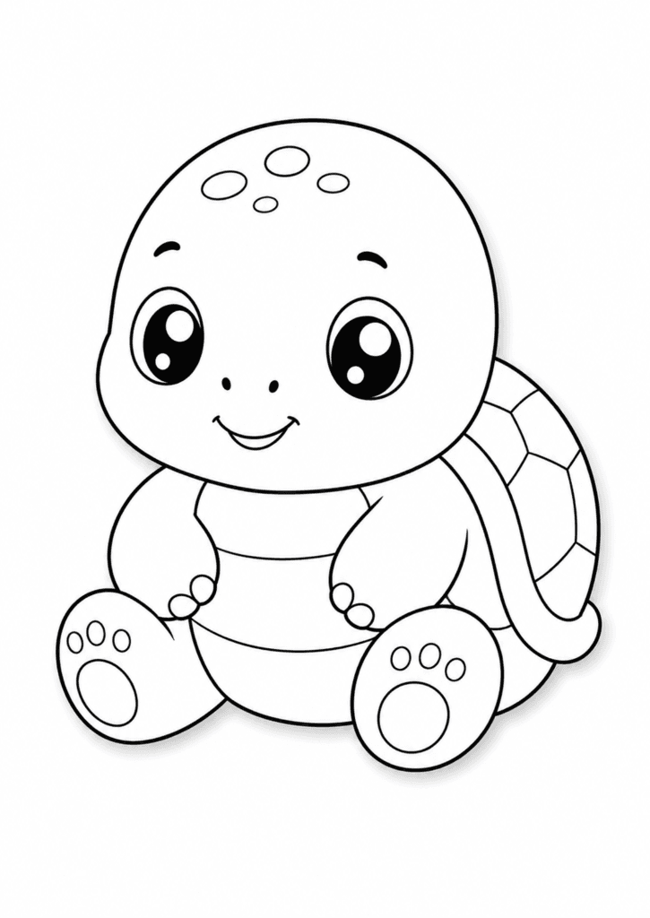 cute turtle plush coloring page for toddlers