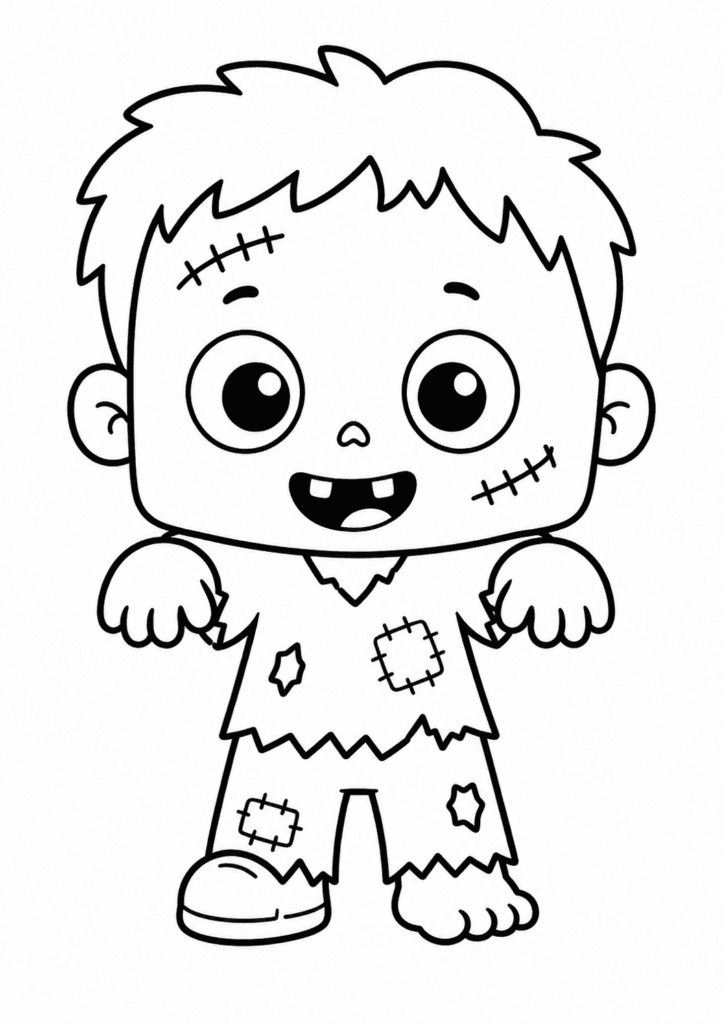 Cute zombie coloring page for kids