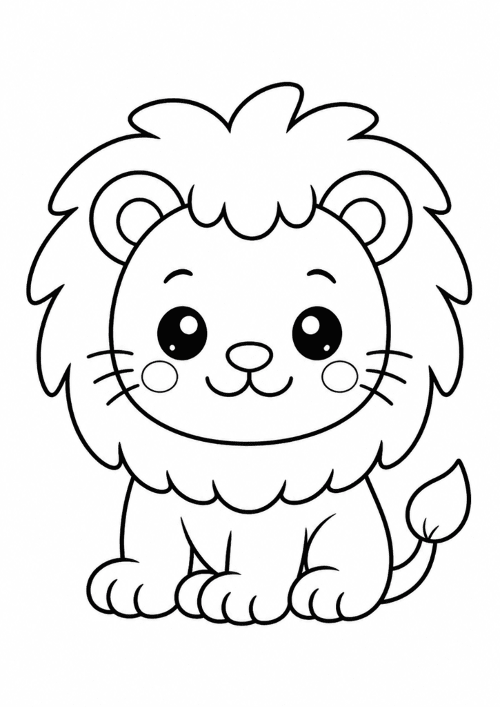 easy lion coloring page for toddlers simple