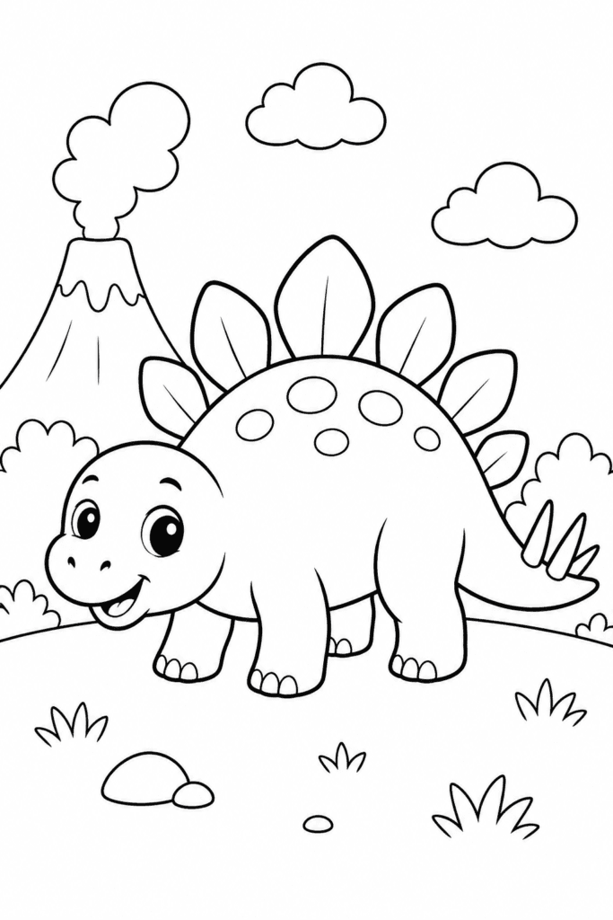 easy stegosaurus coloring page for kids