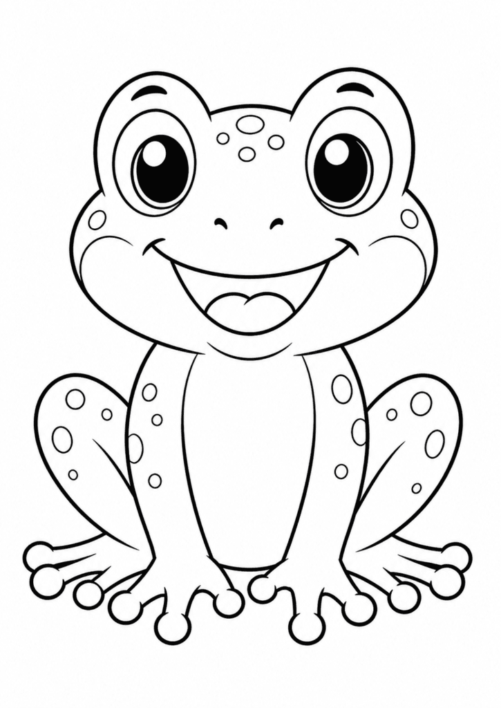 happy frog coloring page for kids easy