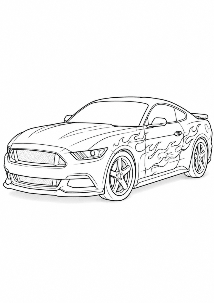 muscle racing car coloring page for kids