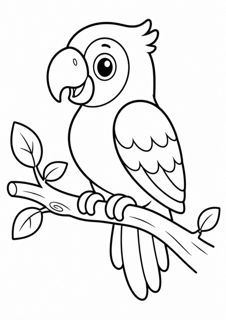 easy parrot coloring page for kids