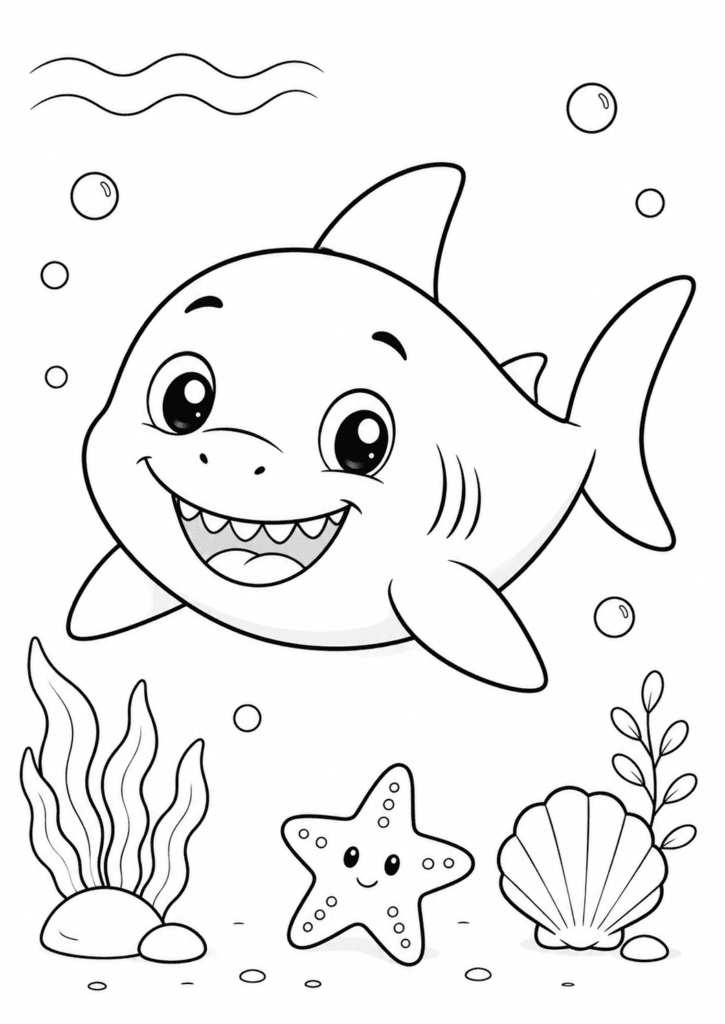 smiling shark coloring page