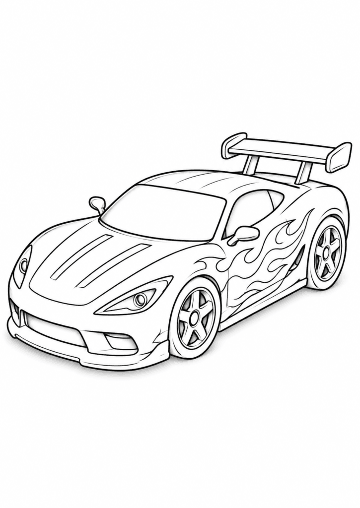 sports racing car coloring page for kids